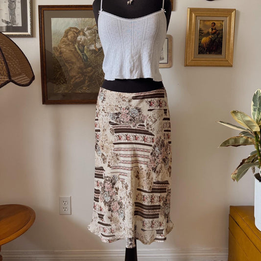 Cream floral midi skirt (S/M)