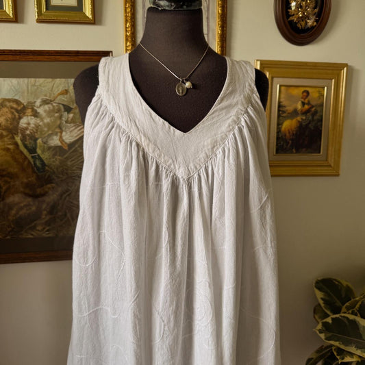 White cotton maxi dress (L)
