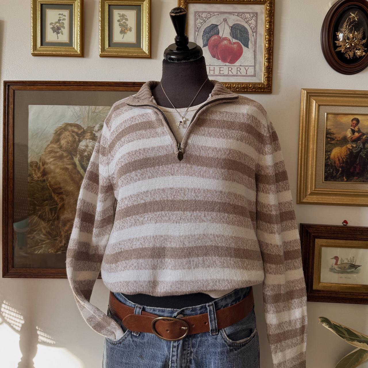 Cream & oat striped knit sweater (M)