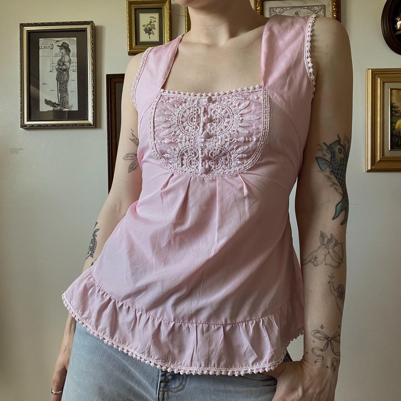 Pink babydoll tank top (M)