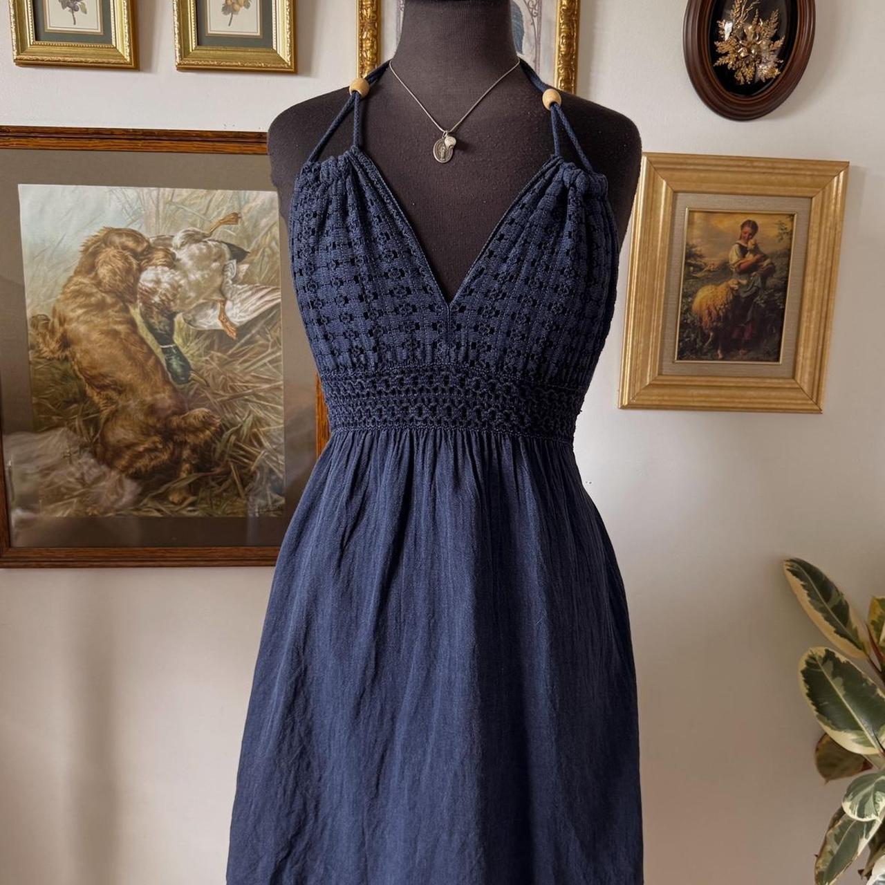 Navy blue halter mini dress (L)