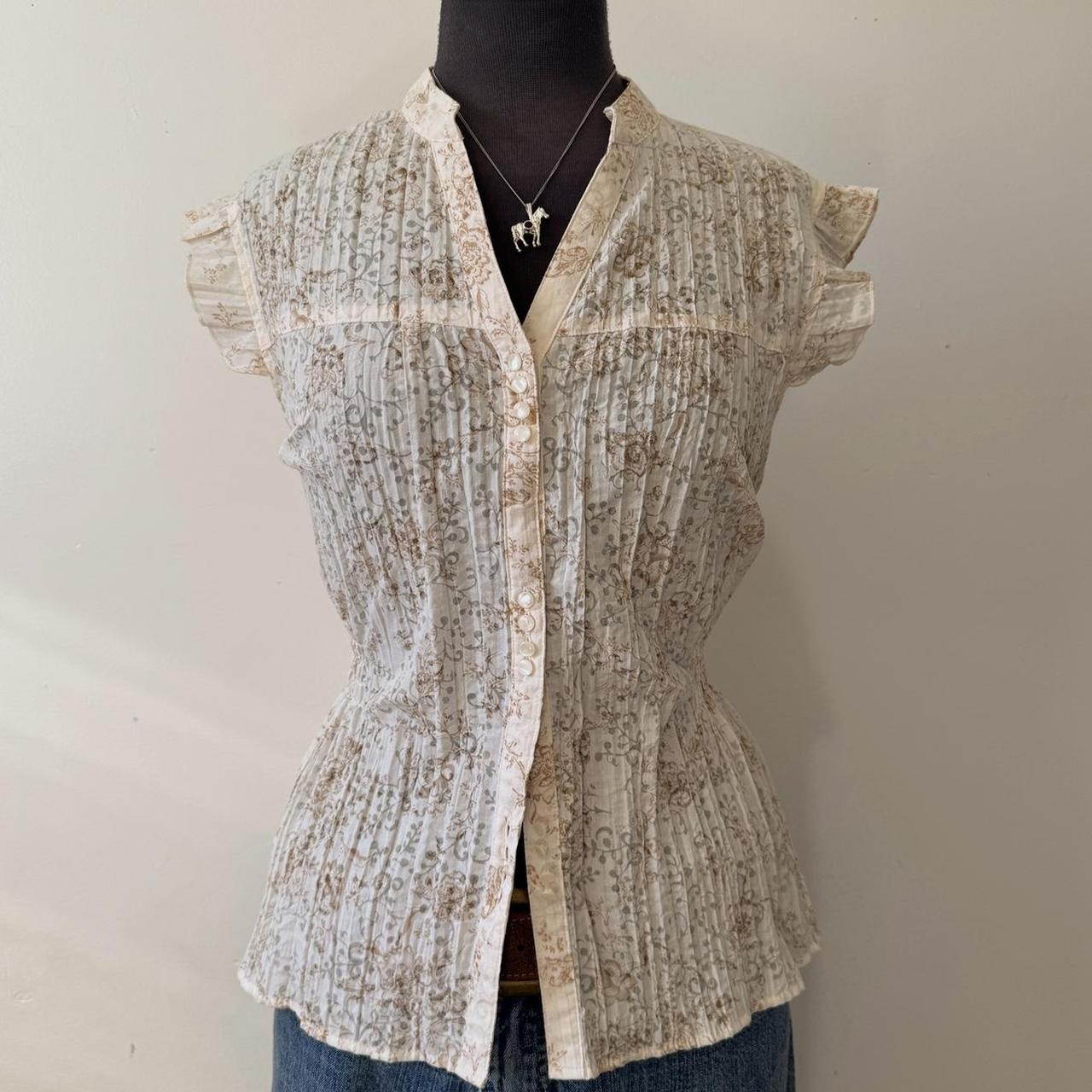 Cream floral cottage blouse (XL)