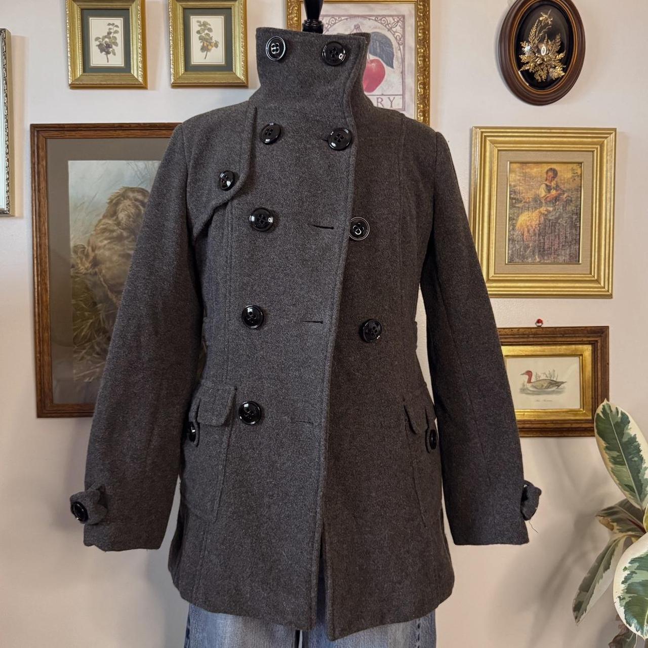 Charcoal grey funnel neck coat (S)