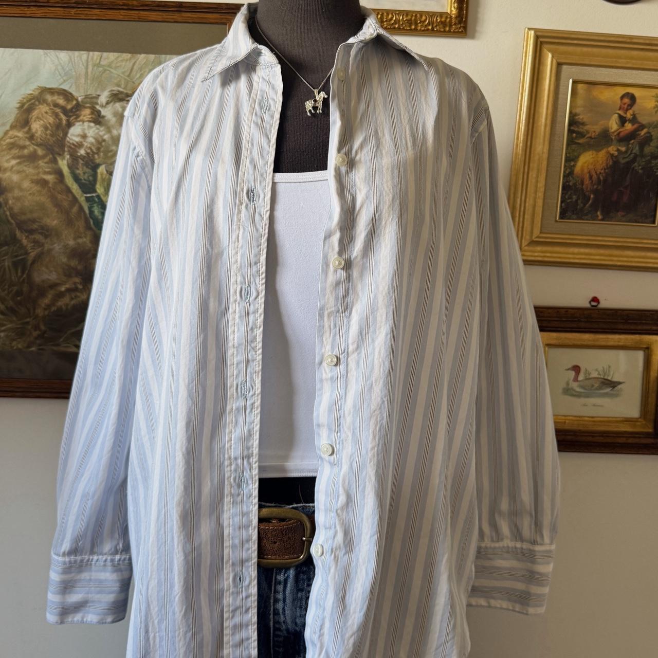 Baby blue striped button up (M)