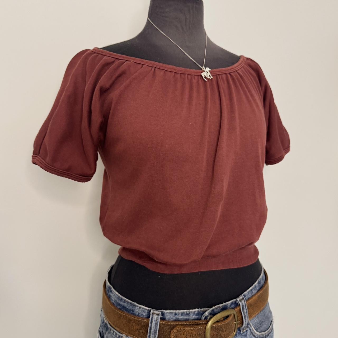 Burgundy cotton off the shoulder top (S)