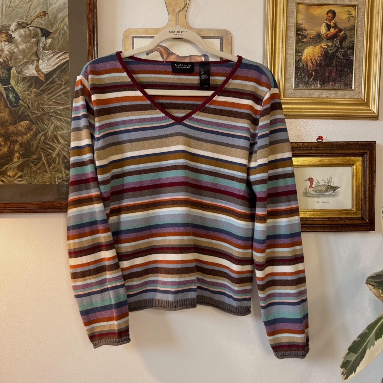 Y2K multi striped knit sweater (L)