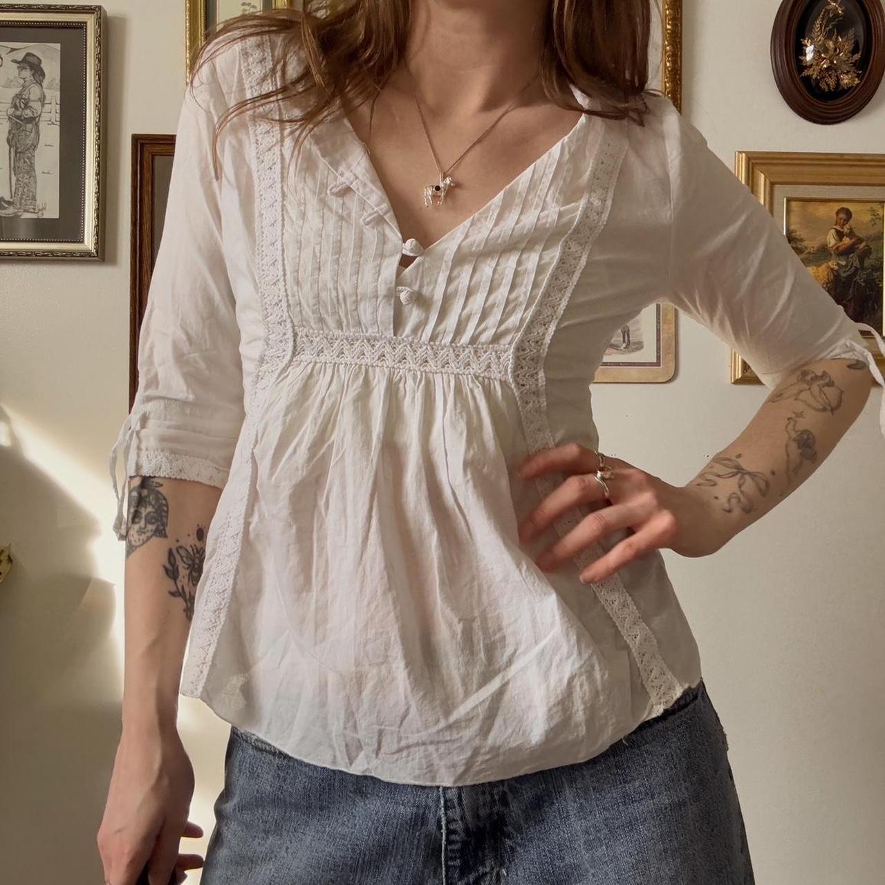 White cotton babydoll top (M)