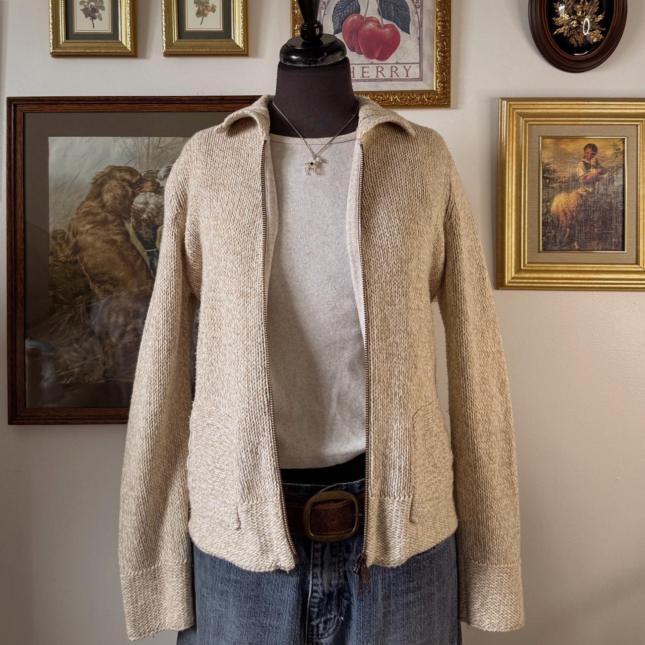 Soft cream knit zip up (M)