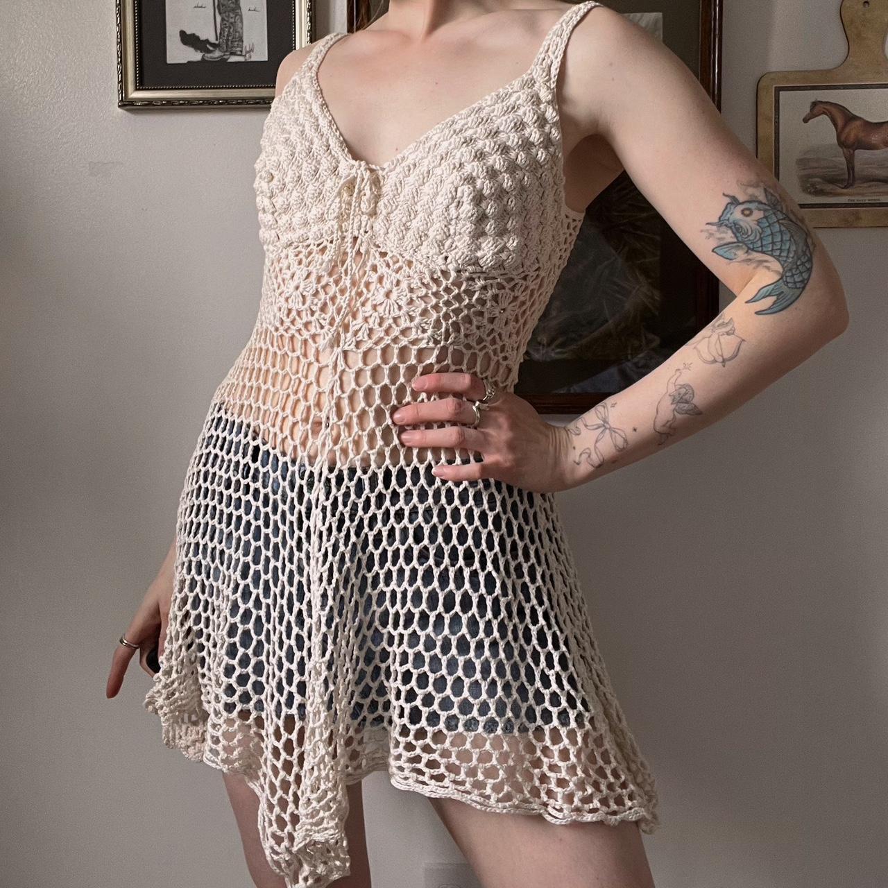 Vintage crochet beach dress (L)