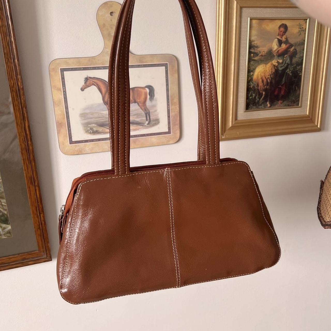 Brown leather shoulder bag