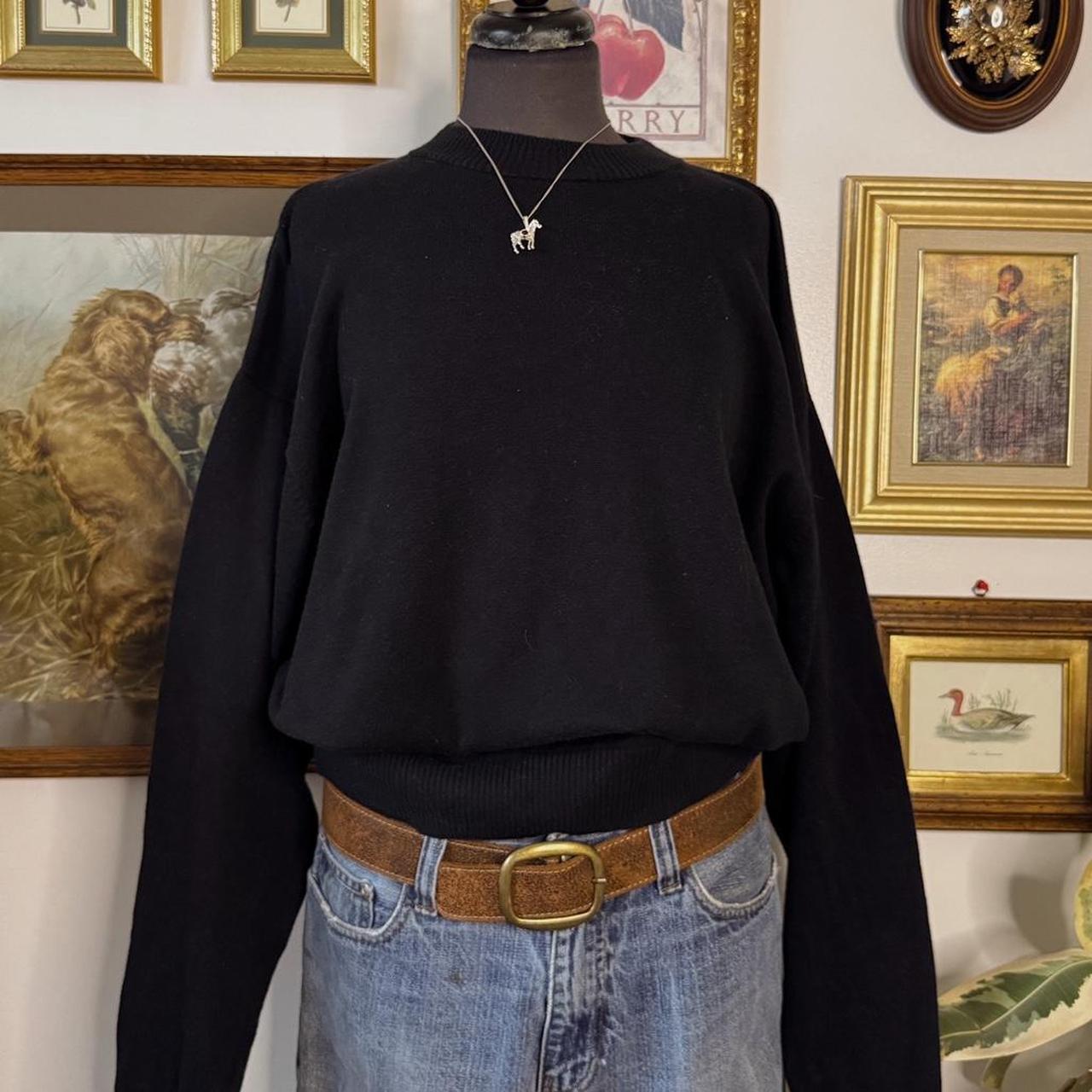Black cotton mock neck knit (L)