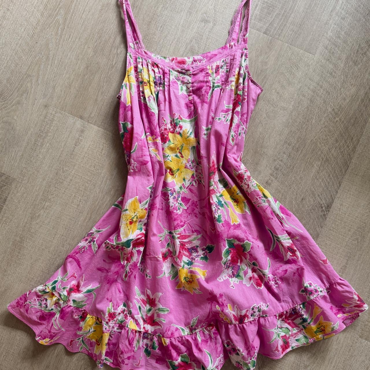 Pink Ralph Lauren floral ruffle dress (L)
