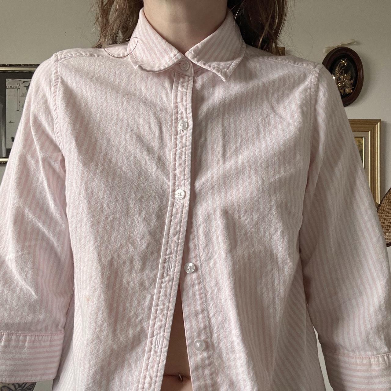 Pale pink striped button up (S/M)