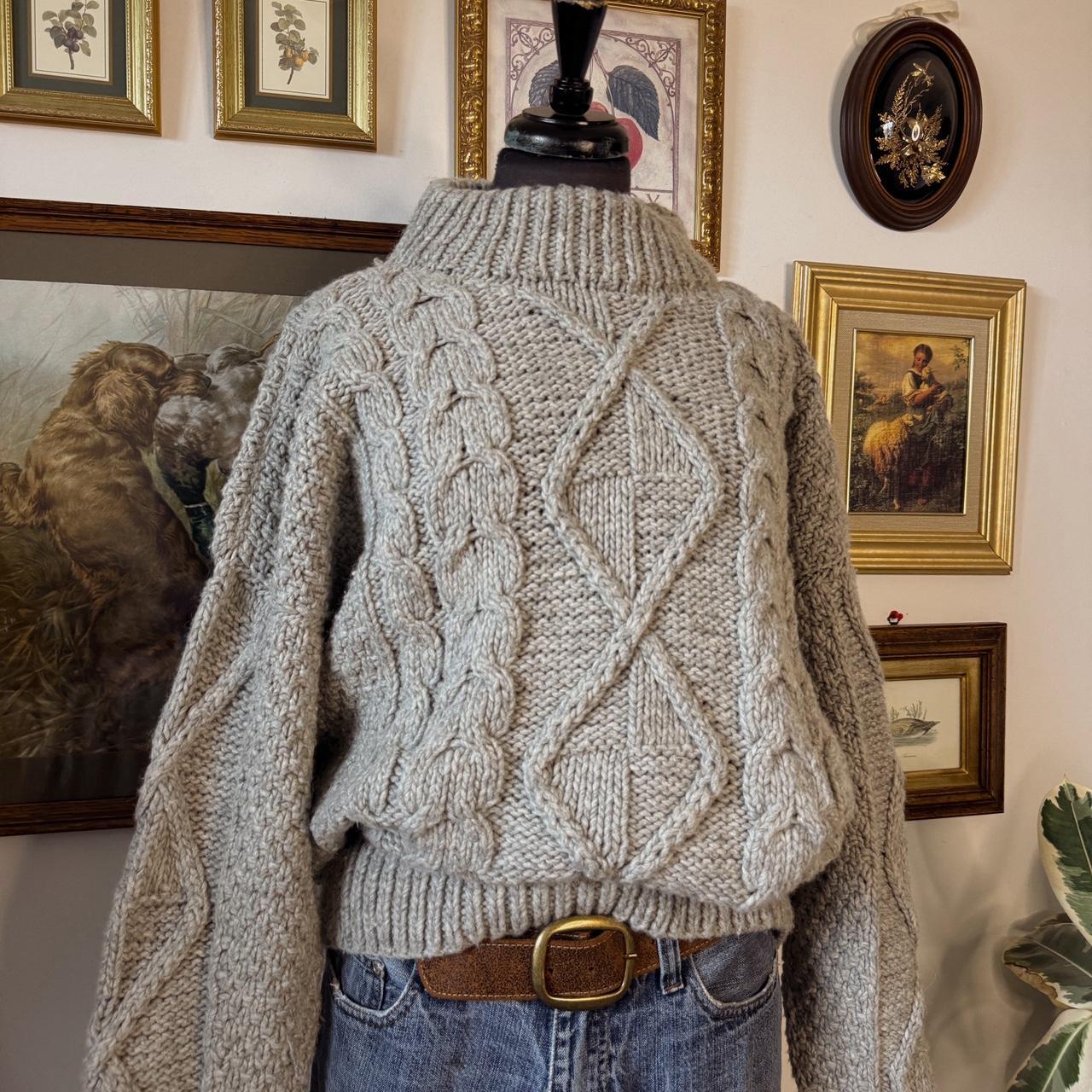 Chunky grey wool knit sweater (XL)