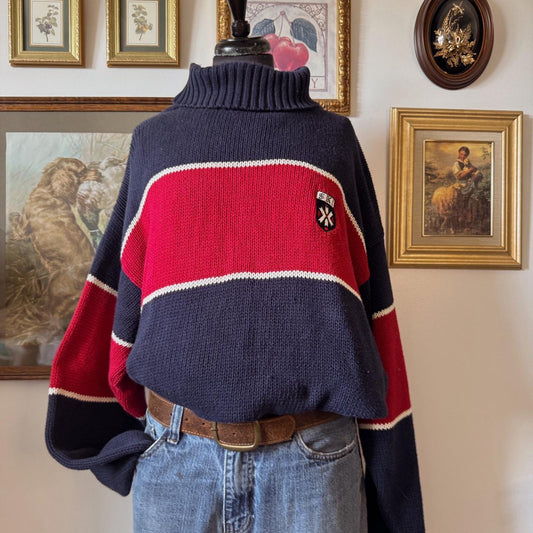 Navy & red striped vintage sweater (L)