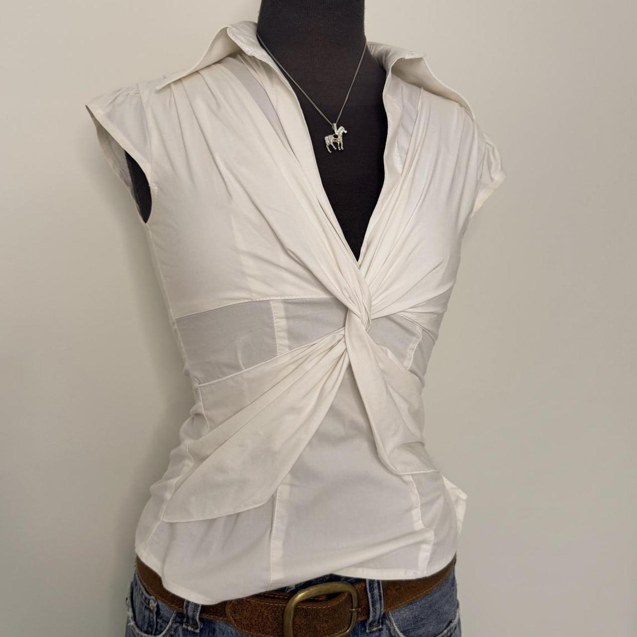 White y2k summer blouse (XXS)