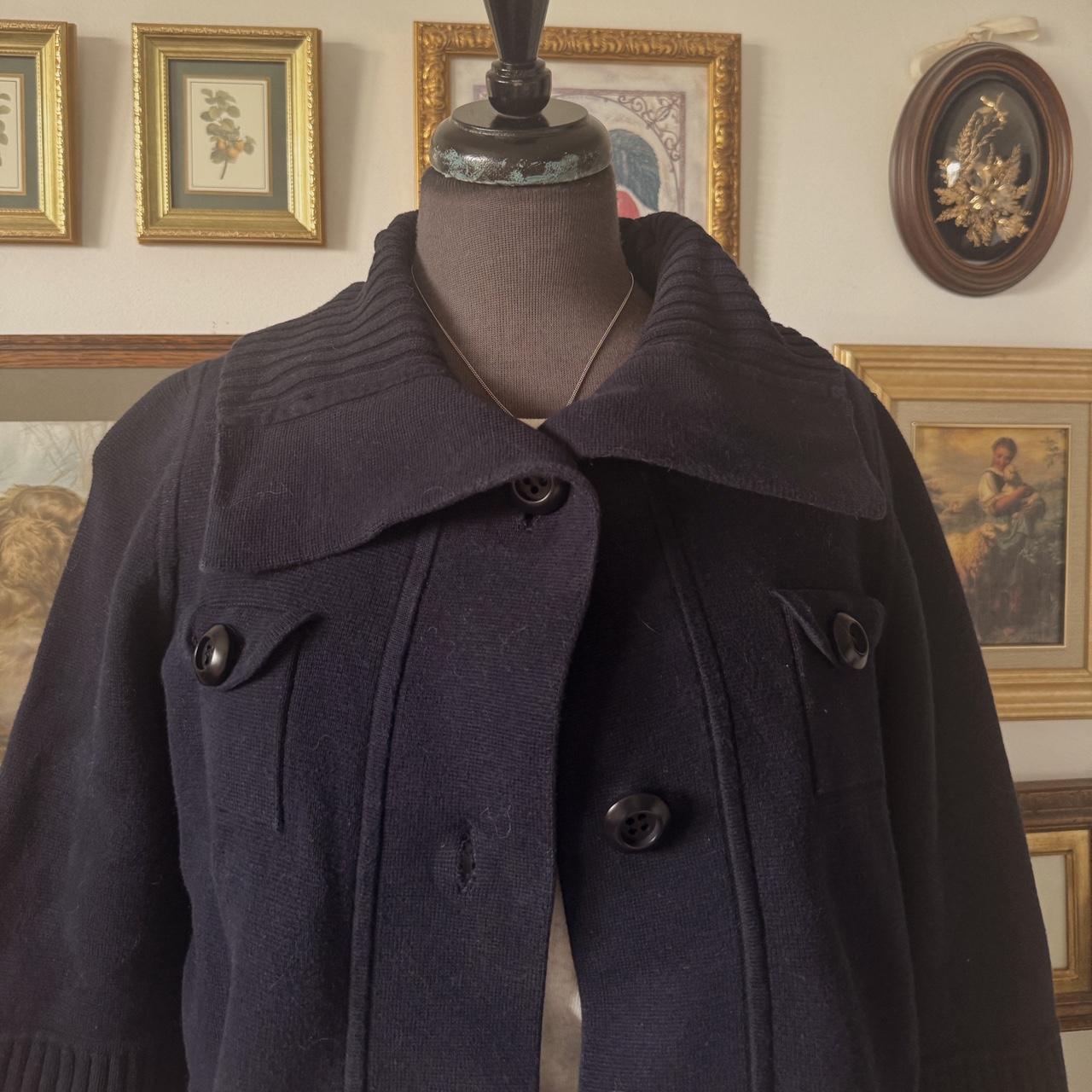 Navy cotton knit peacoat cardigan (S)