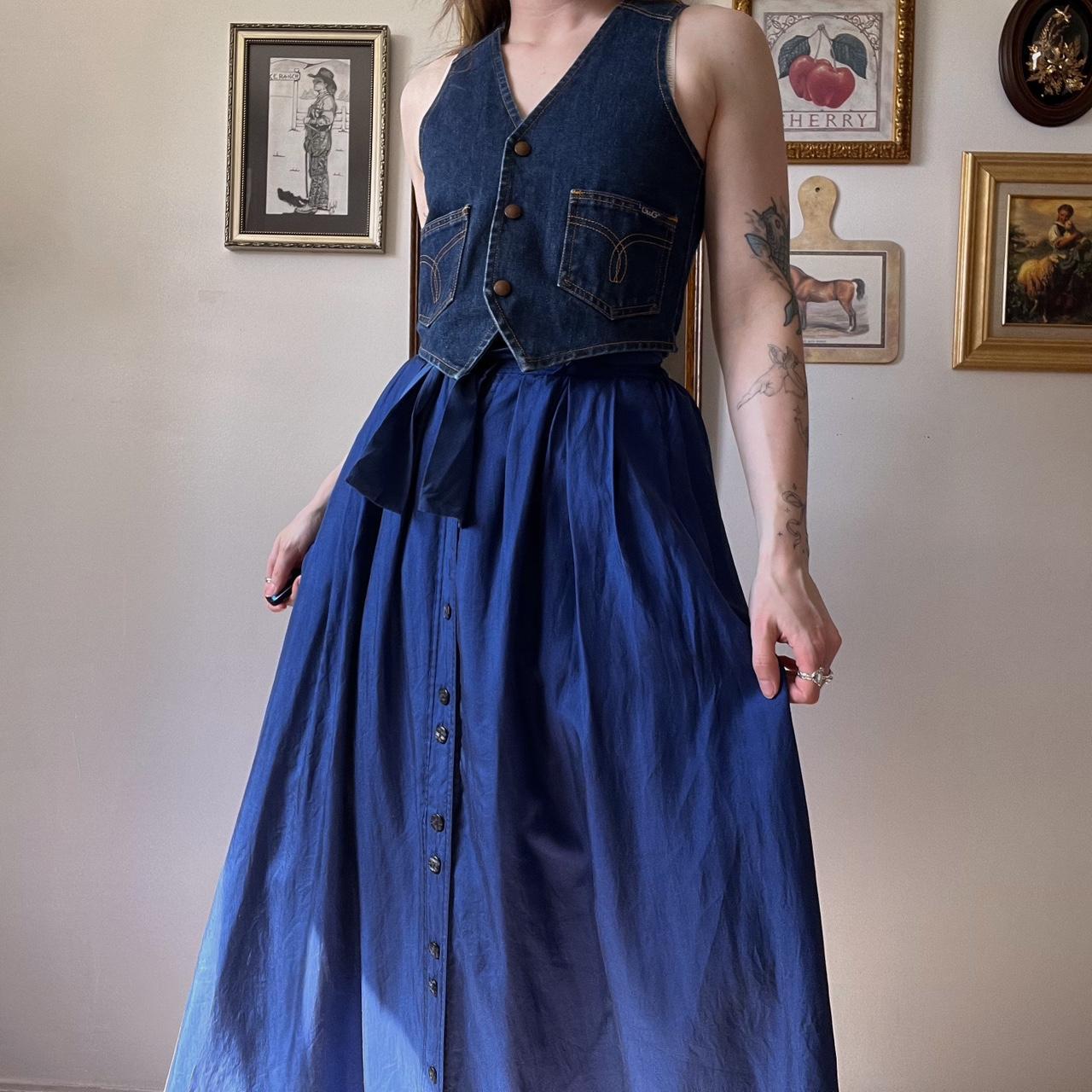 Navy silk maxi skirt (S)