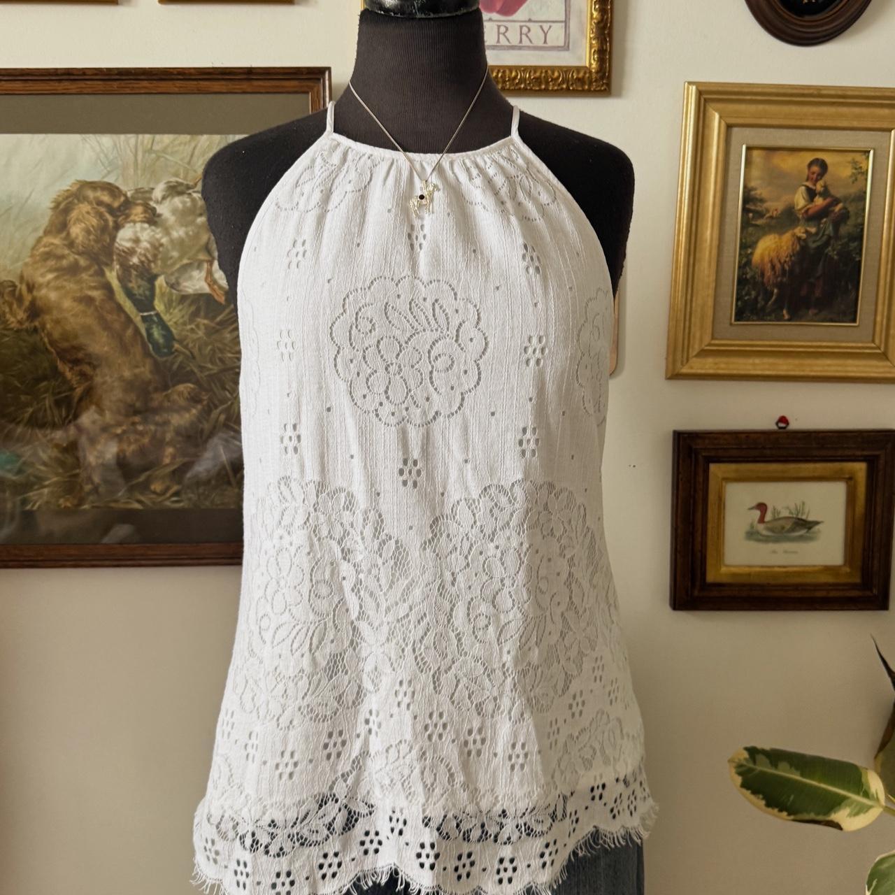 Whimsical floral white babydoll top (S)