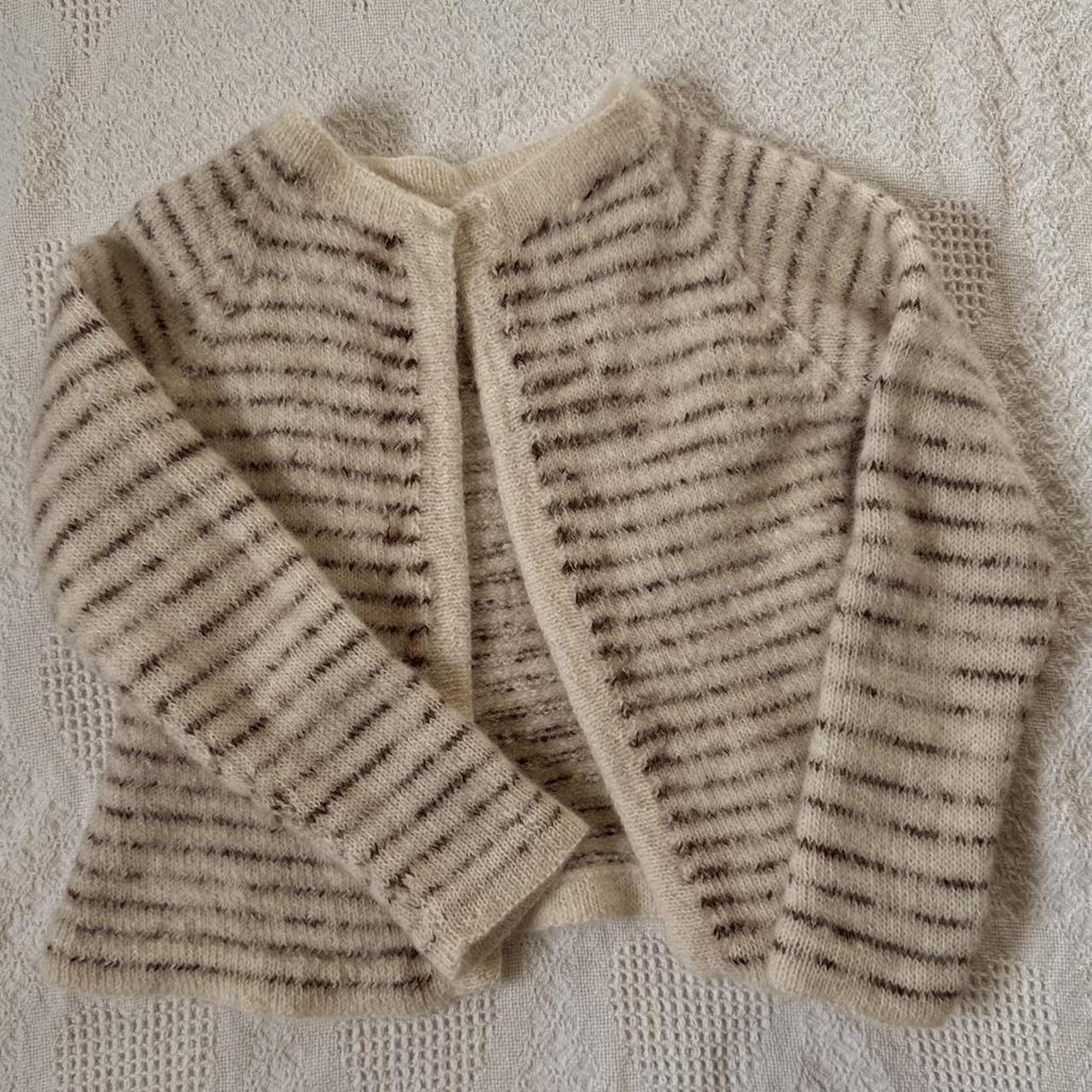 Striped mohair knit cardigan (XS)