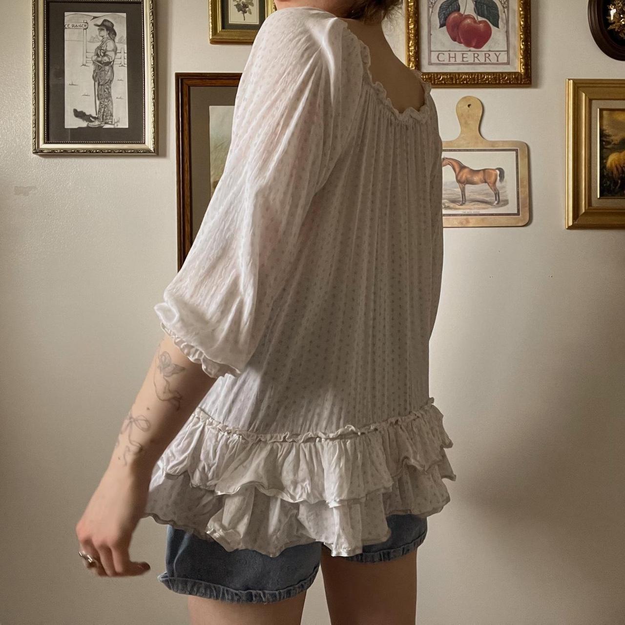 Cream boho ruffle tunic (M)