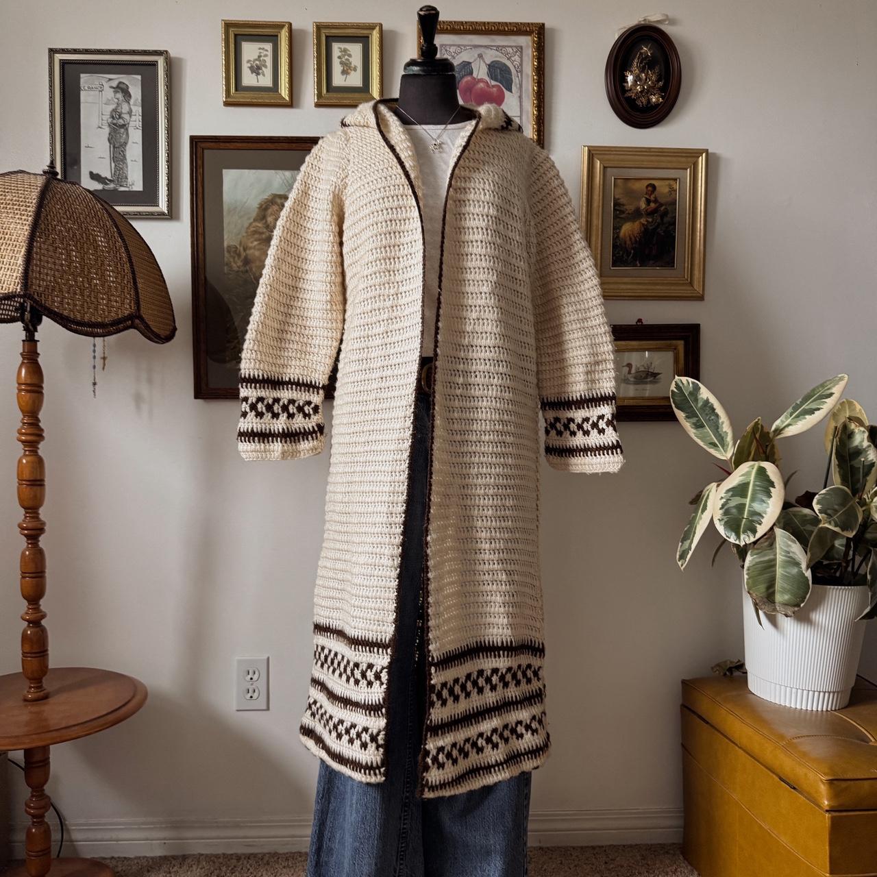 Long wool knitted cardigan (M)