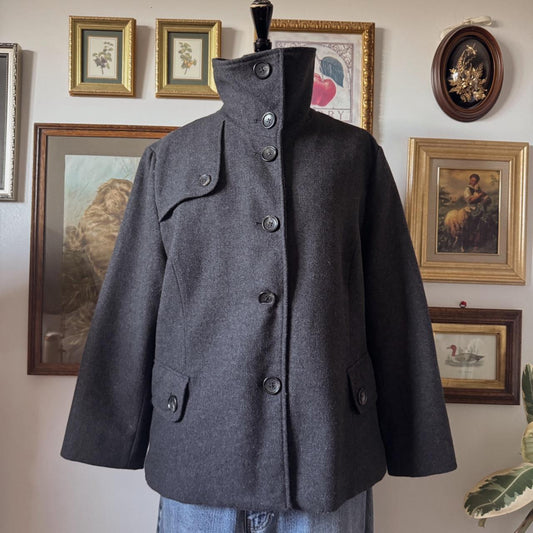 Charcoal grey funnel neck coat (S/M)