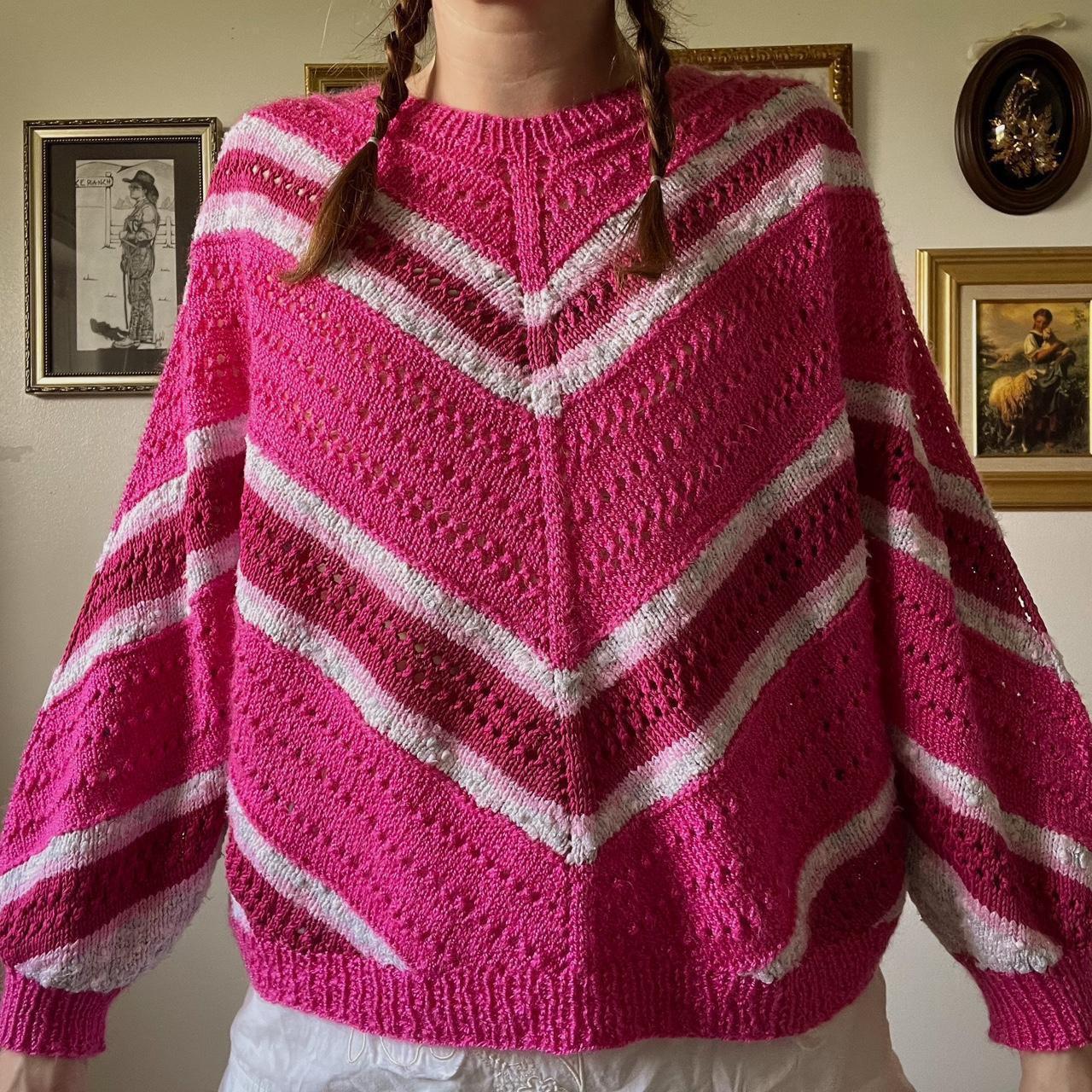 Pink crochet knit top (S/M)