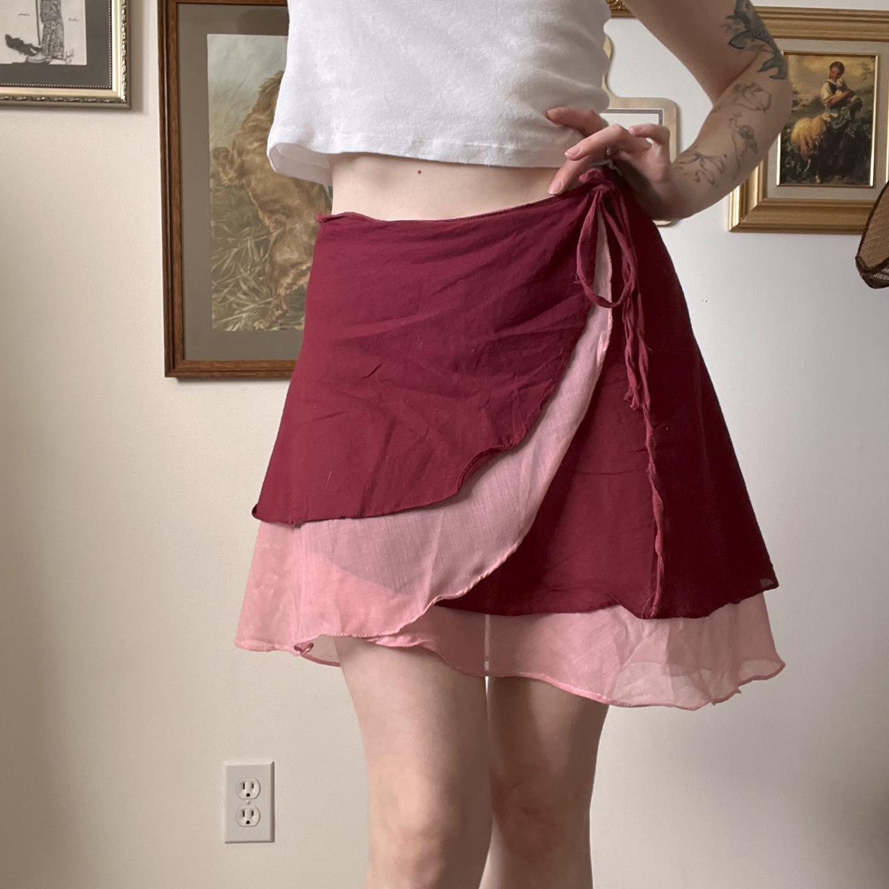 Burgundy rose wrap skirt (S)