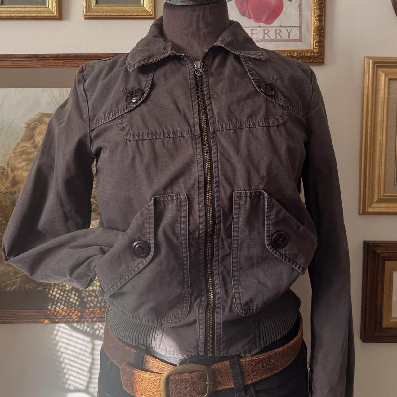 Y2K grey cotton bomber jacket (S)