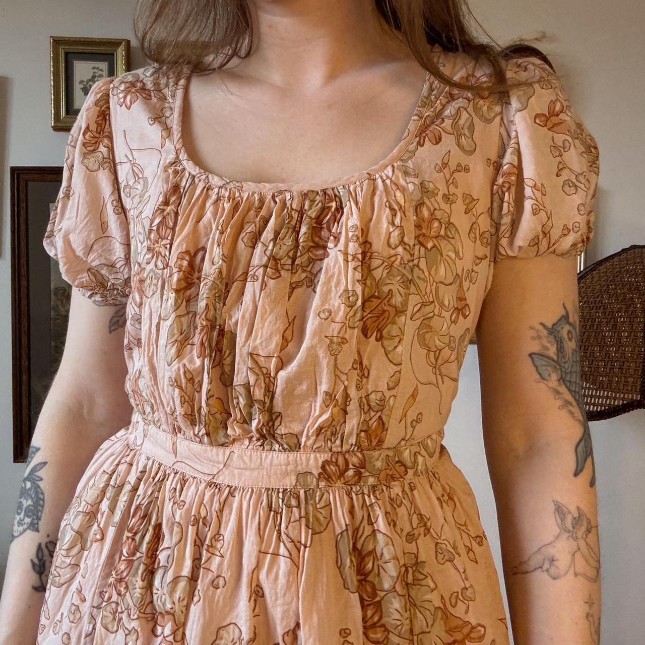 Pink floral babydoll dress (S)