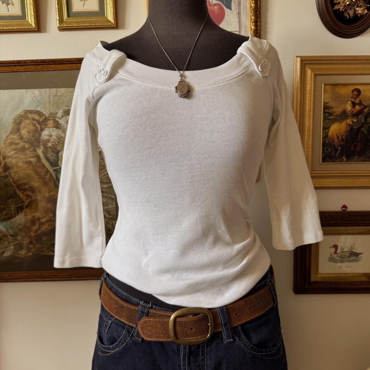 White scoop neck y2k tee (S)