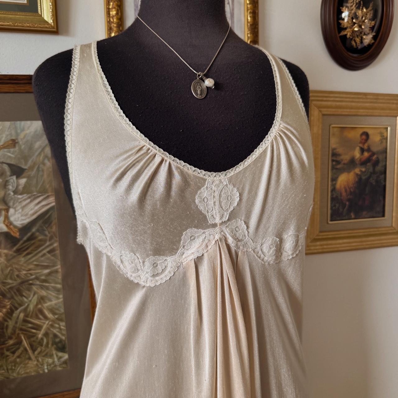 Cream lace maxi slip dress (S)
