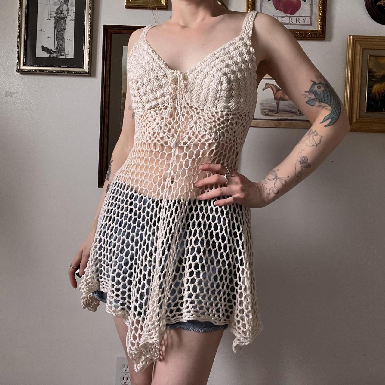 Vintage crochet beach dress (L)