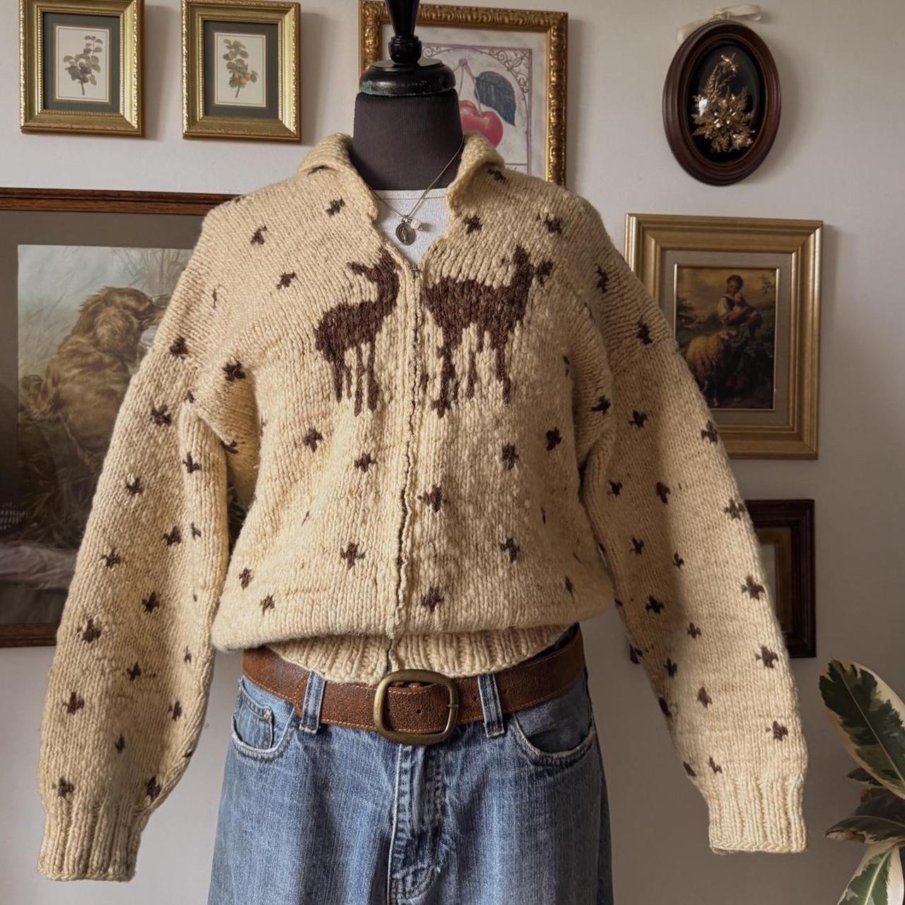 Knitted wool deer sweater (M)