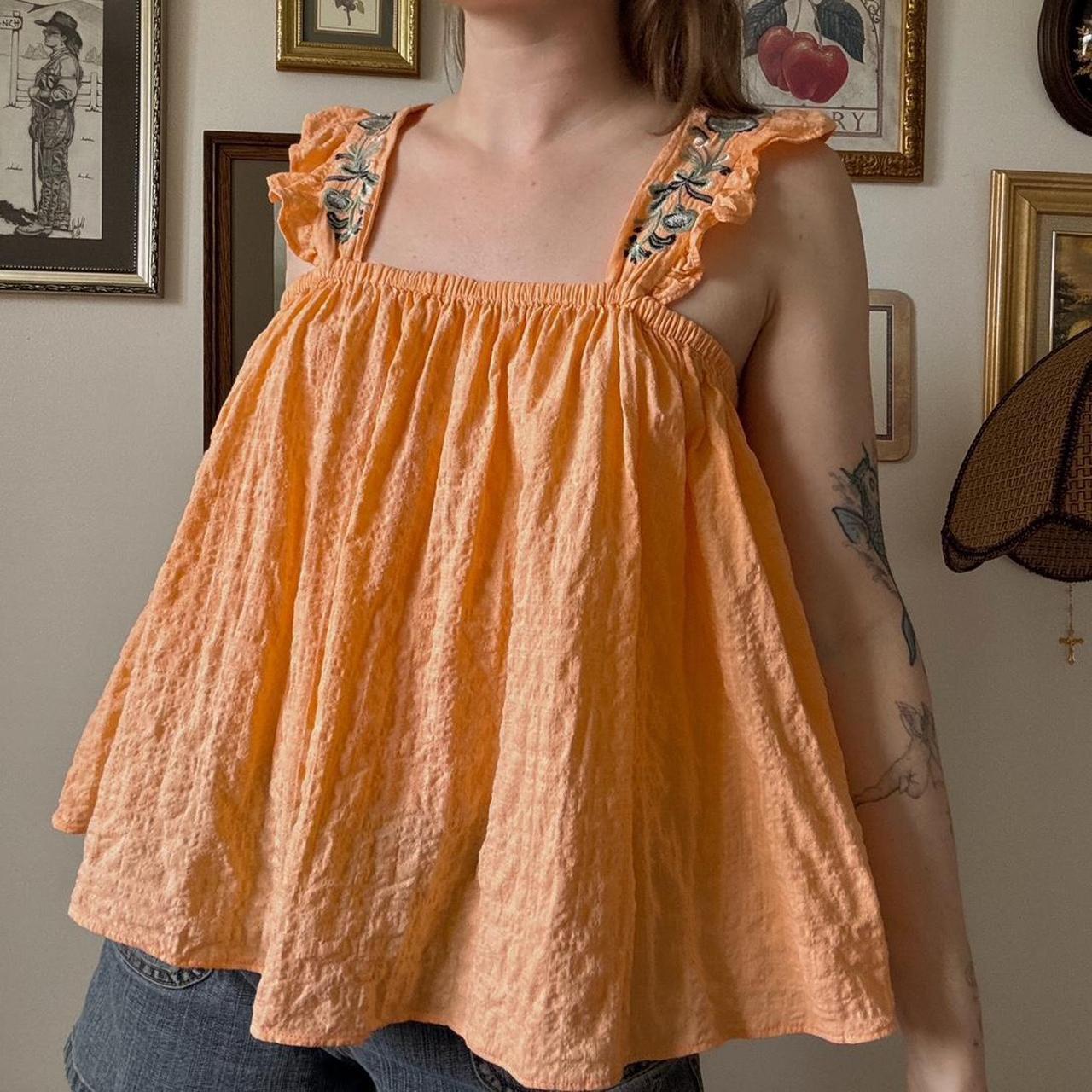 Peach boho babydoll tank (S/M)