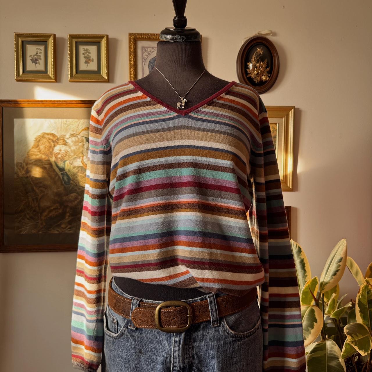 Y2K multi striped knit sweater (L)