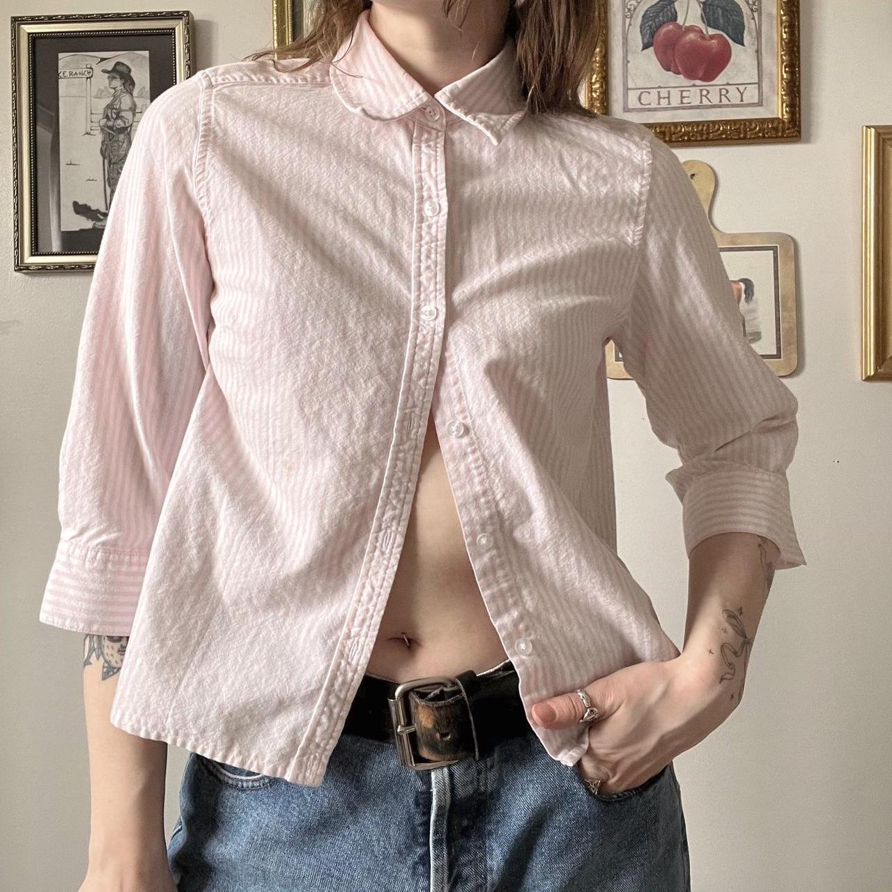 Pale pink striped button up (S/M)