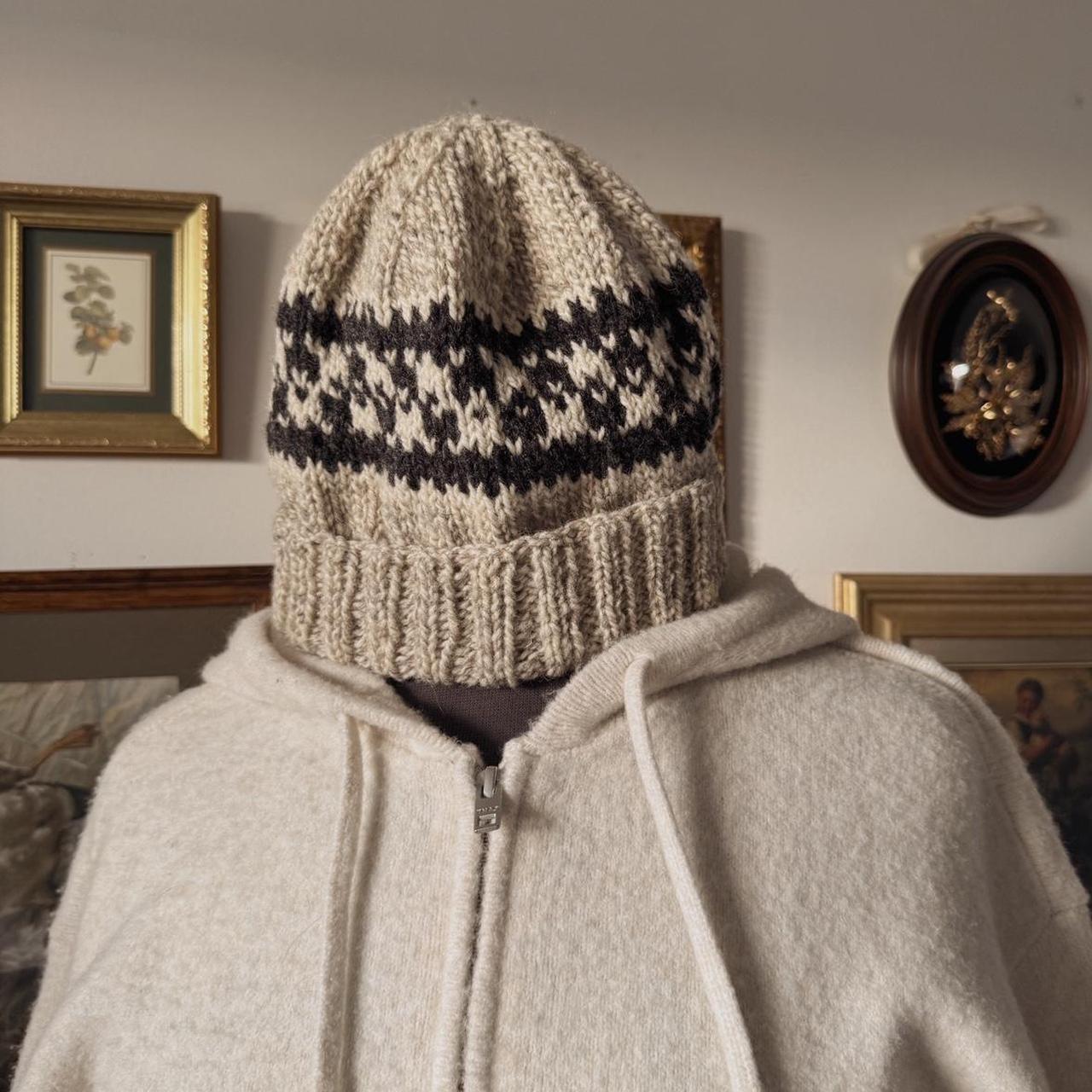 Hand knit vintage wool beanie