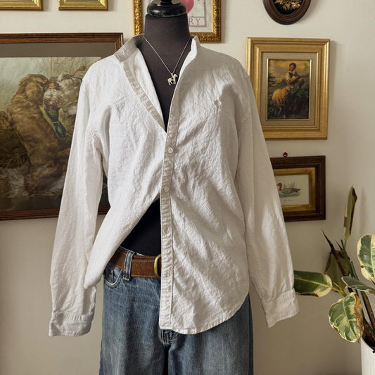 White linen button up shirt (L)