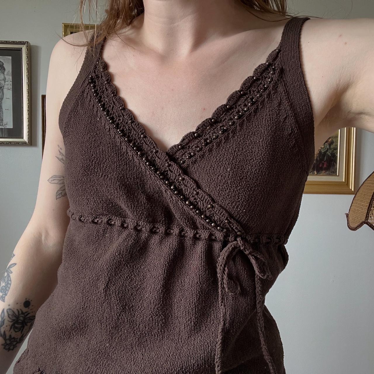 Brown knit cami tank (S)