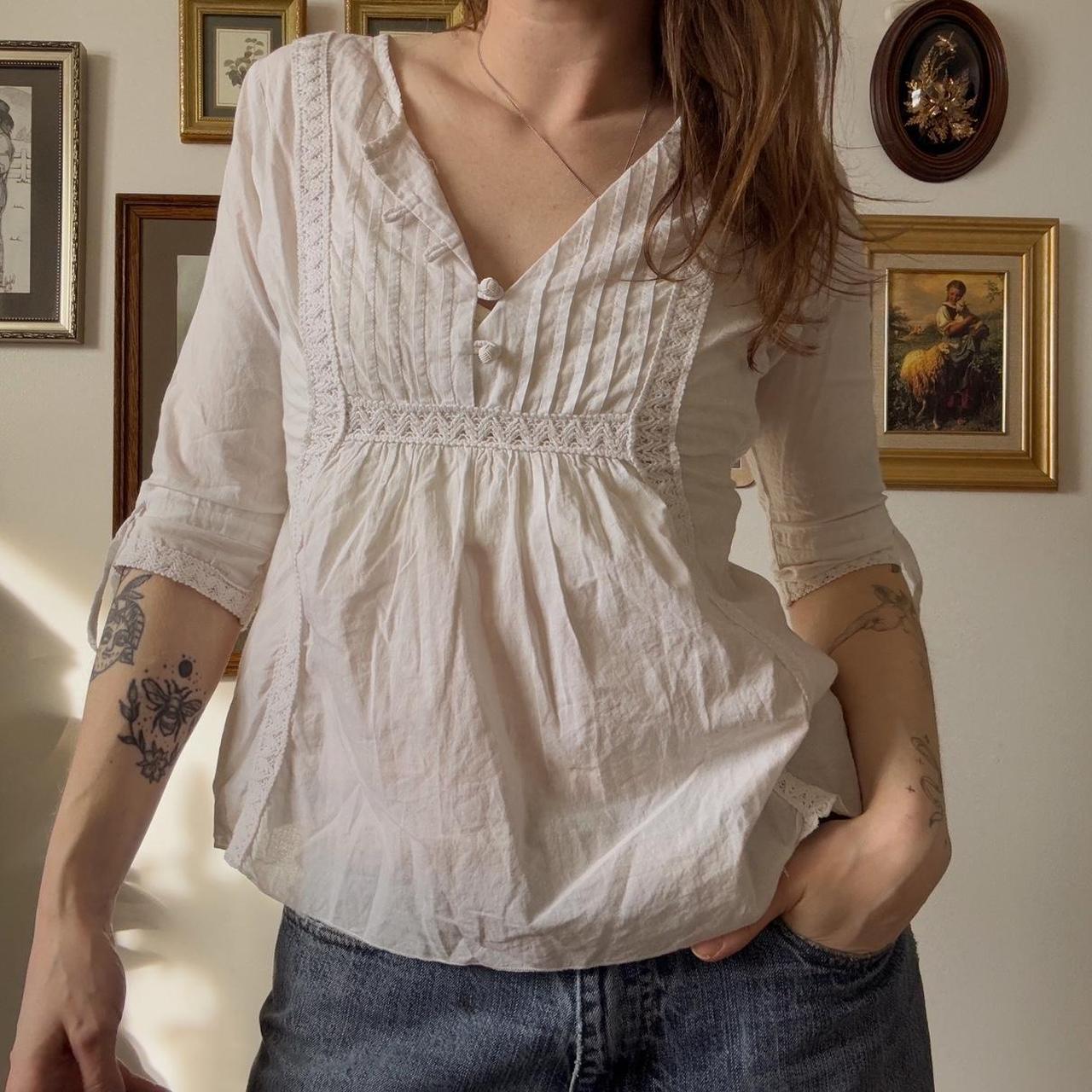 White cotton babydoll top (M)