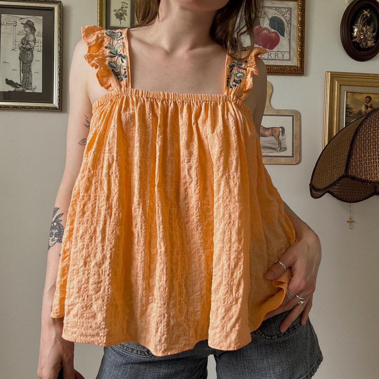 Peach boho babydoll tank (S/M)