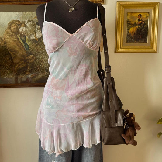 Pink floral fairy slip dress (M)