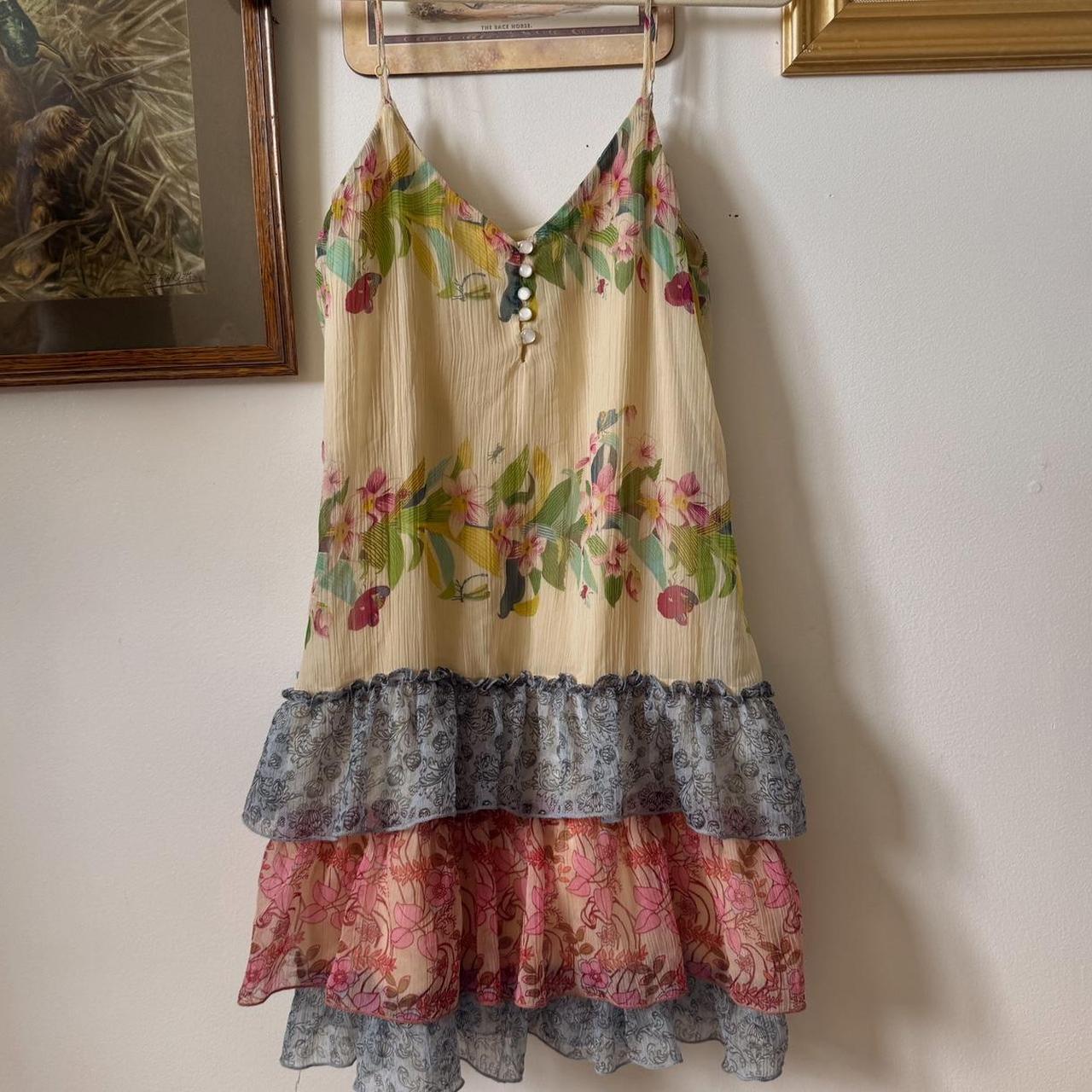 Floral ruffle boho mini dress (S)