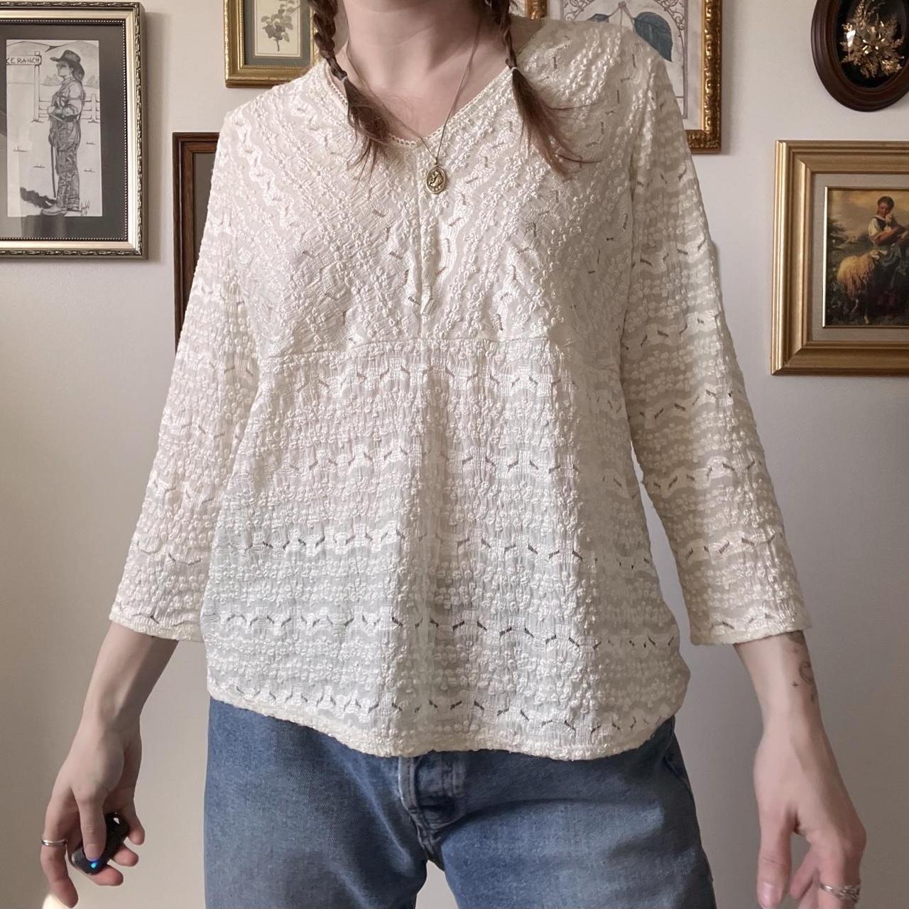 Vintage cream lace blouse (L)