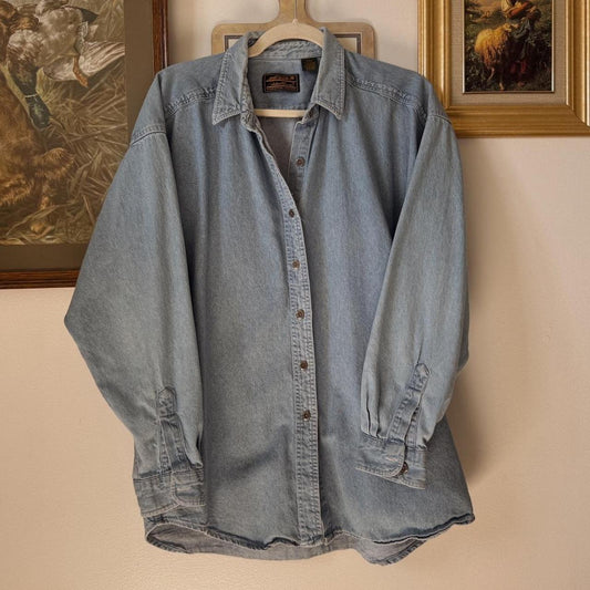 Oversized blue denim button up (L)