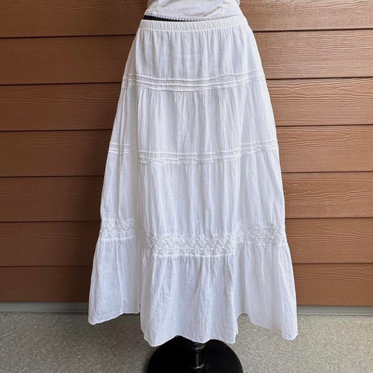 White cotton maxi skirt (M)