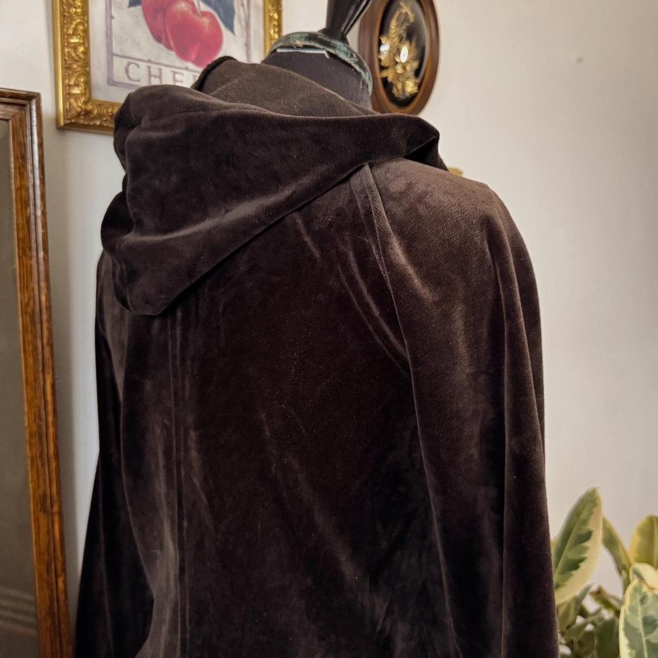 Brown velour zip up hoodie (M)