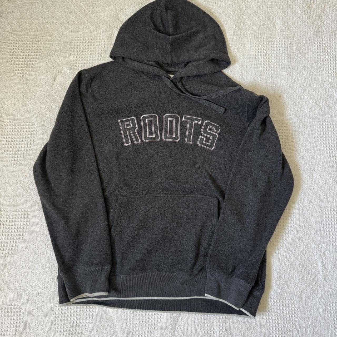 Charcoal grey roots fleece hoodie (S)